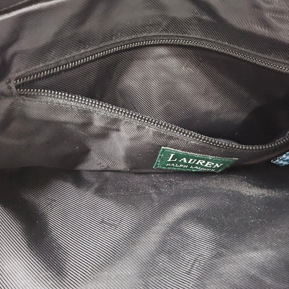 Vintage‎ Lauren Ralph Lauren Tote Bag Purse Houndstooth Buckle Pocket Zip Y2K - Picture 11 of 12